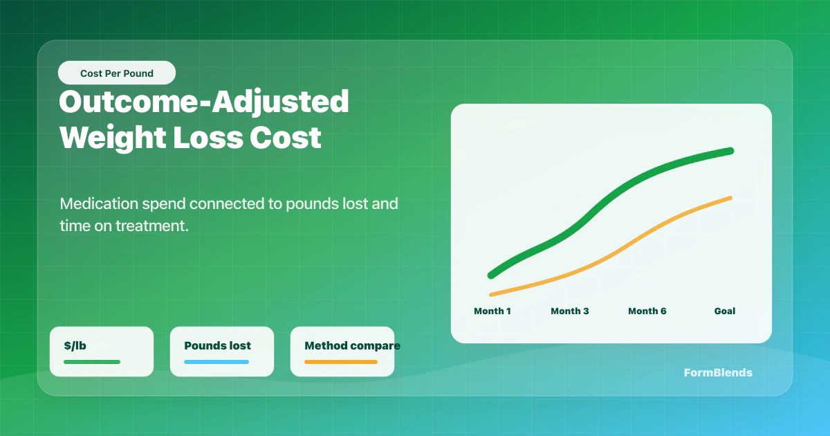 GLP-1 cost per pound calculator chart Cost per pound calculator chart connecting GLP-1 monthly spend to pounds lost over time